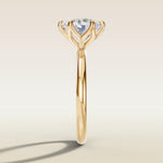 Round Six Petal Tulip Solitaire engagement ring in yellow gold, side profile