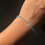 Flower clasp round lab grown diamond tennis bracelet front view