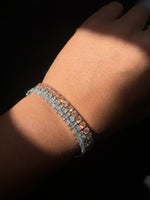 Tennis bracelet with lab grown diamonds side view on wrist