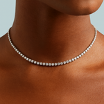 Round lab grown diamond tennis necklace side view